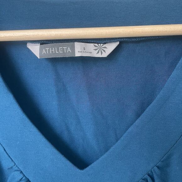 Athleta Senorita Organic Cotton Dress sz S Blue‎ Athleisure Travel Long Sleeve - Picture 2 of 5